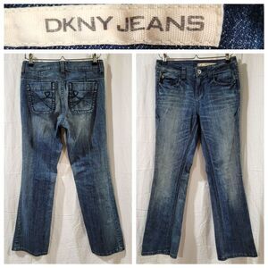 Dkny jeans size 4 bootcut straight leg dark blue denim jeans